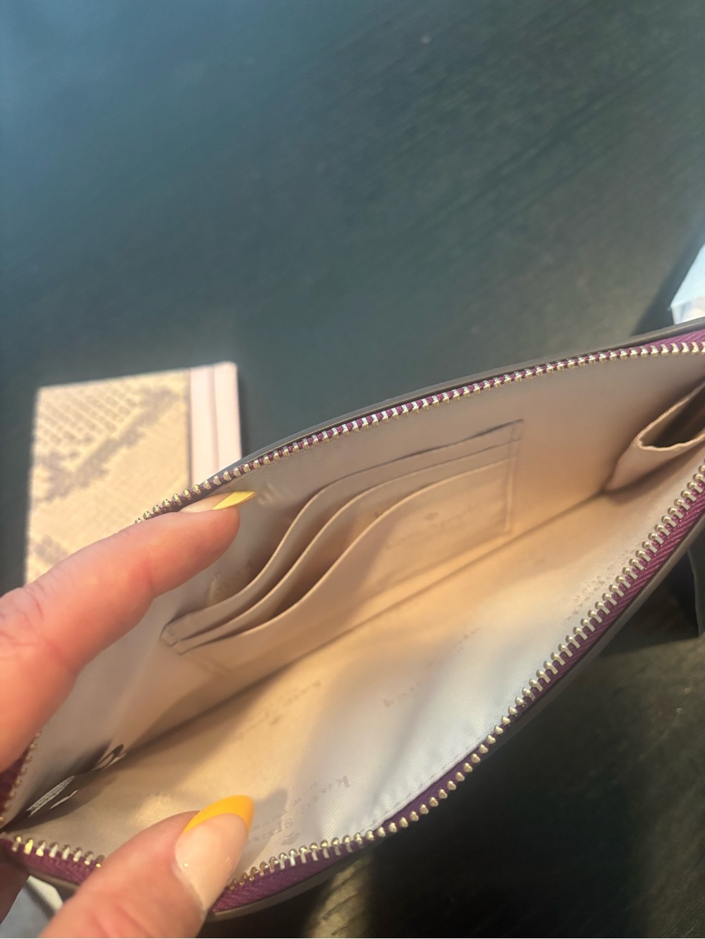 kate spade metallic fuchsia zip-around wallet with gold logo - Picture 5 of 8